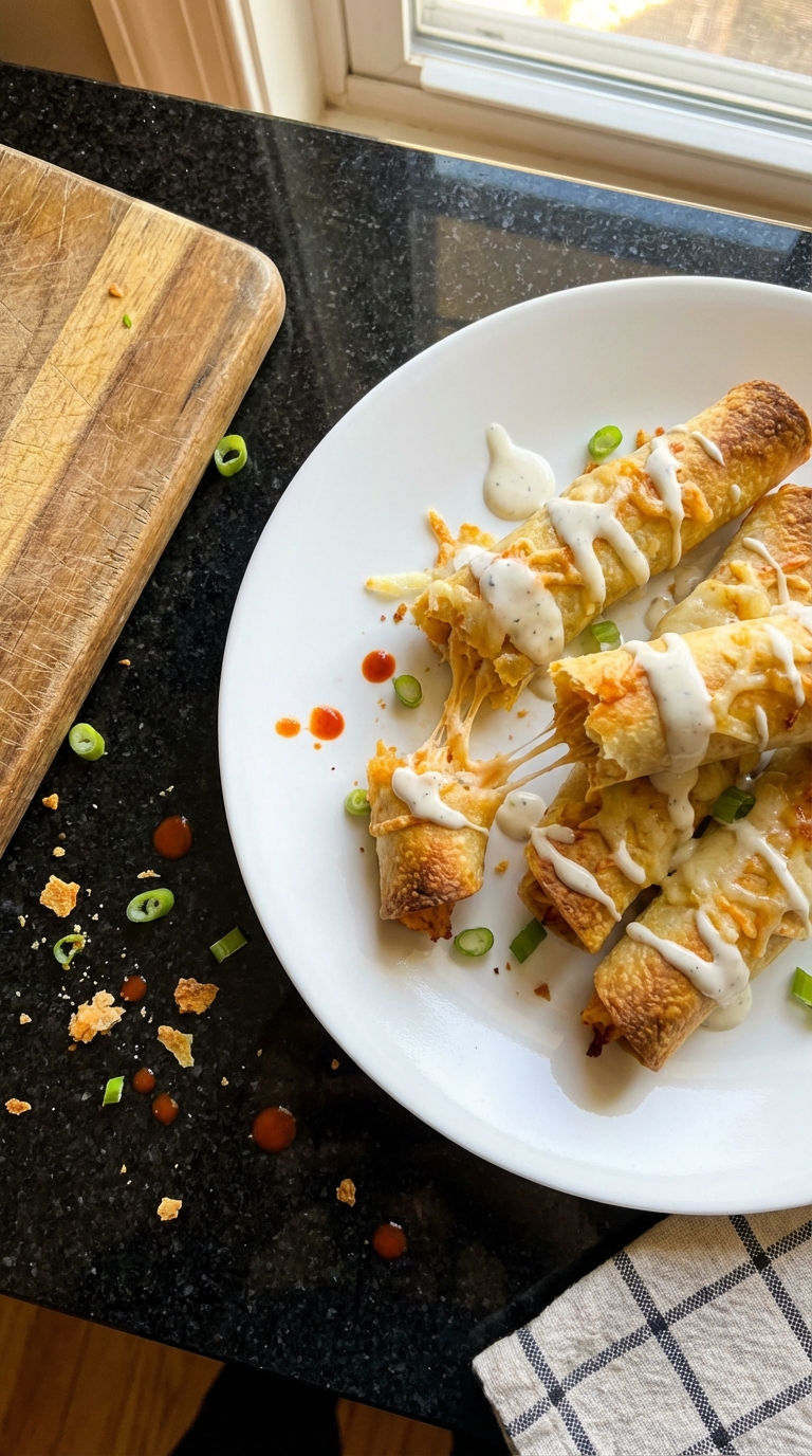 Baked Buffalo Chicken Taquitos