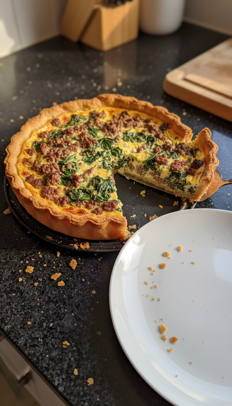 Savory Ground Beef and Spinach Quiche