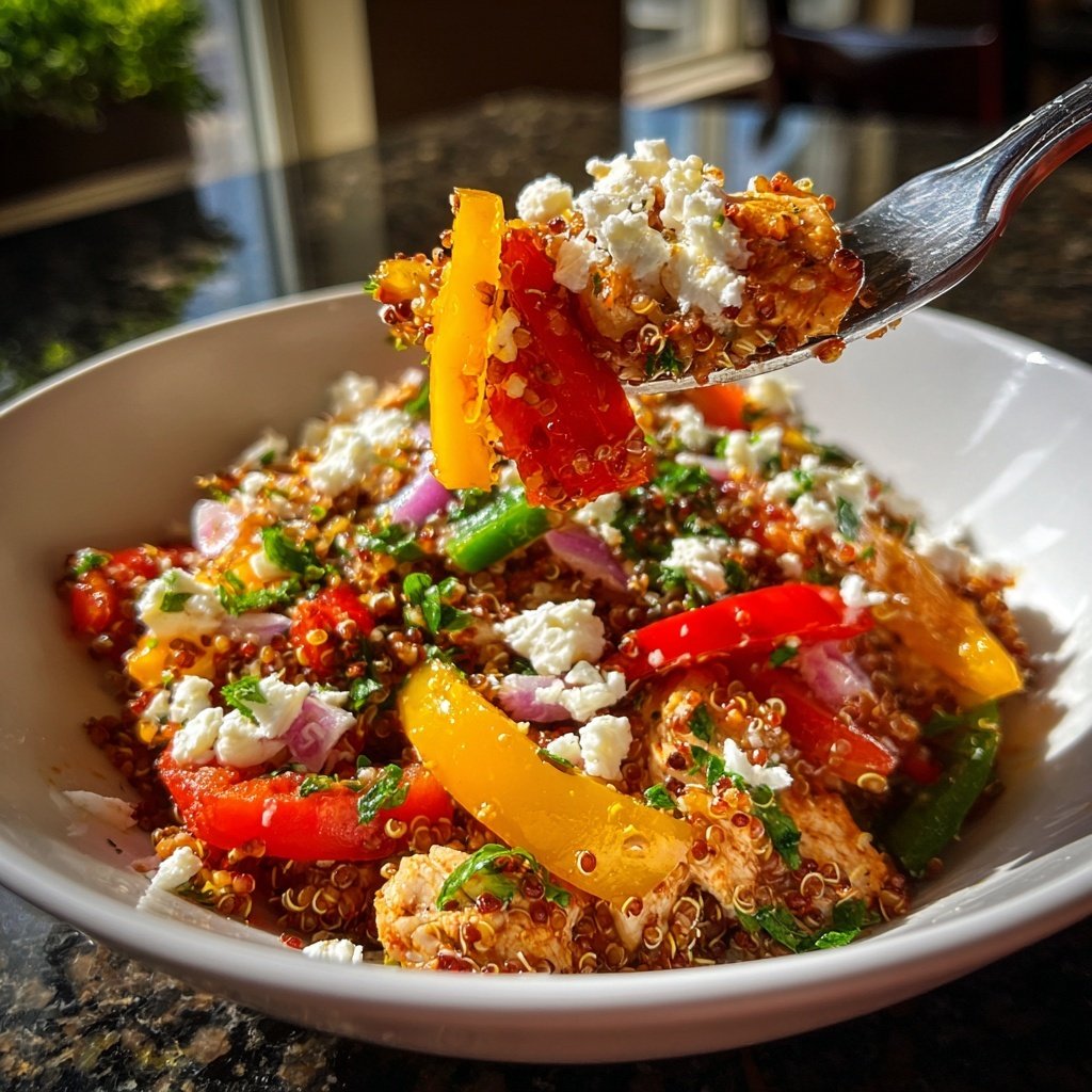 Greek Chicken Red Quinoa Salad