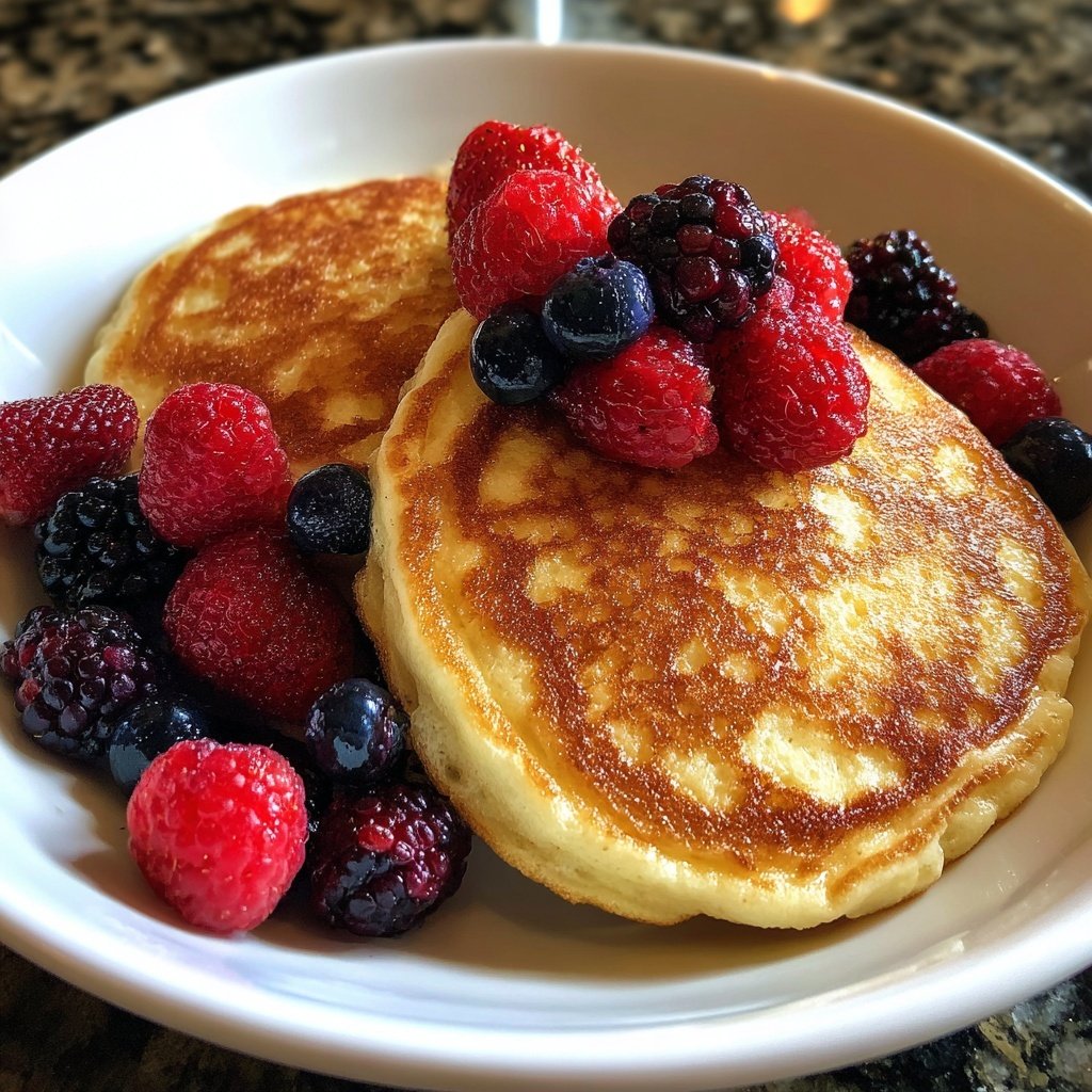 Fluffy Lemon Ricotta Pancakes with Berries​