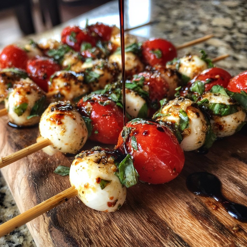 Mini Caprese Skewers with Balsamic Drizzle