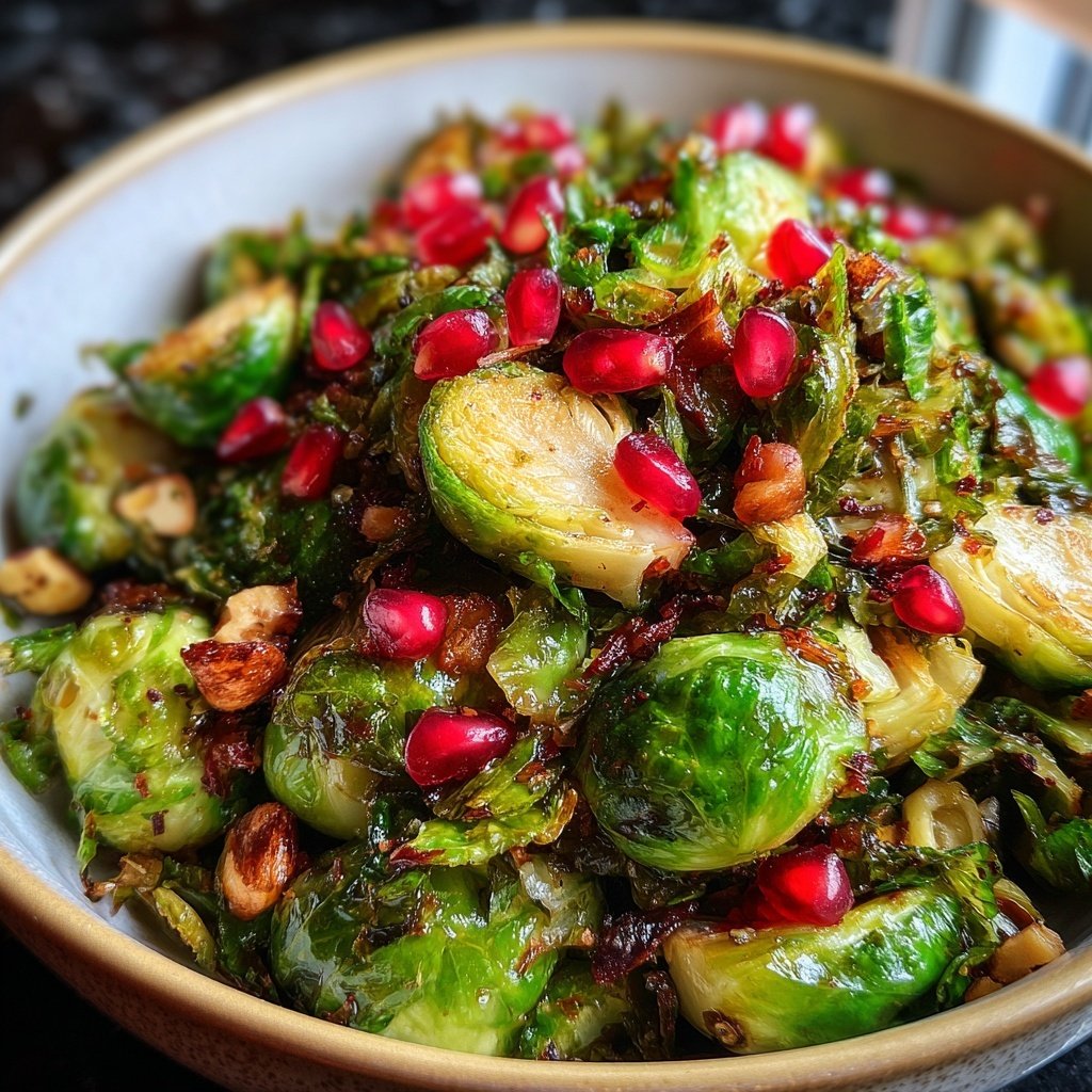 Brussels Sprouts with Pomegranate Hazelnuts
