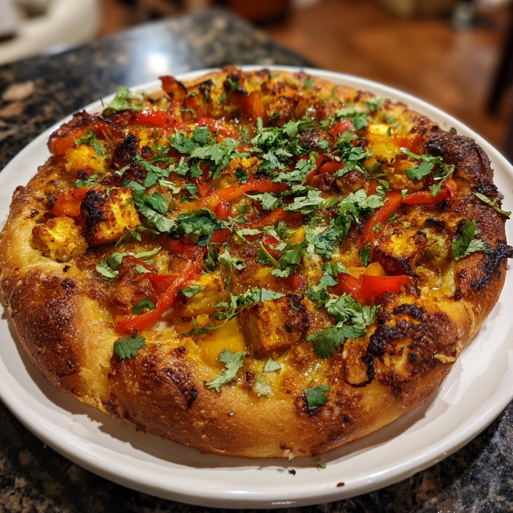 Indian-Inspired Pizza with Paneer Cheese