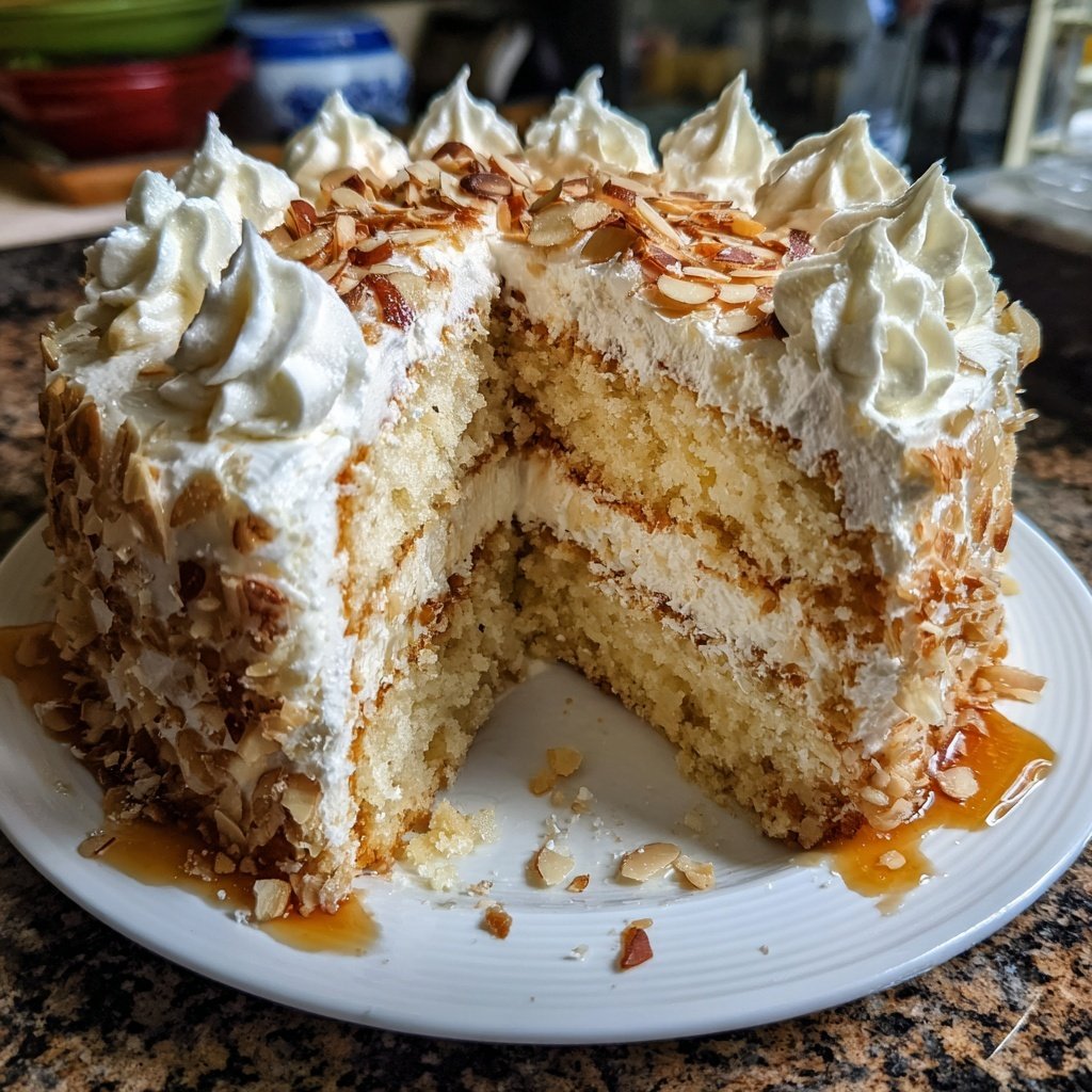 Vanilla Almond Layer Cake with Whipped Frosting