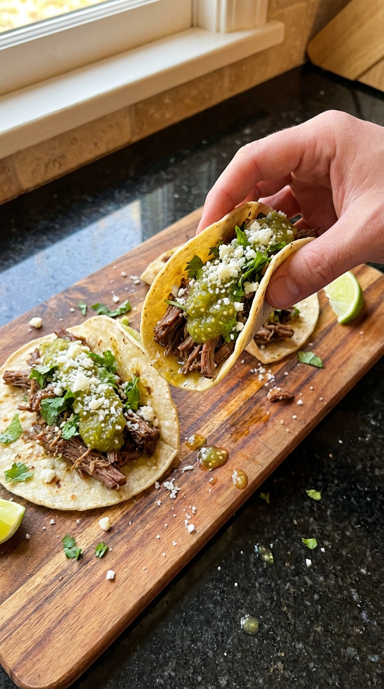 Salsa Verde Beef Tacos