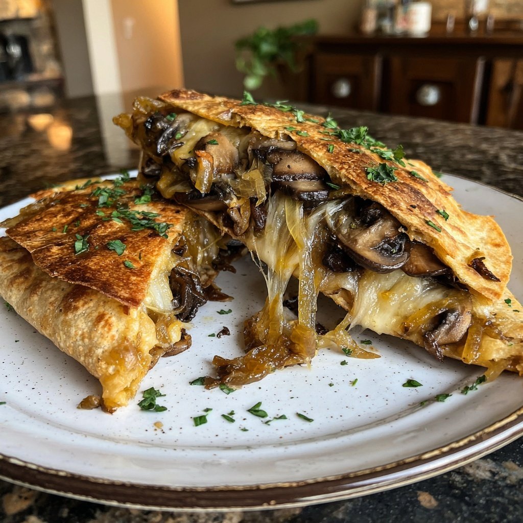Caramelized Onion and Mushroom Quesadilla