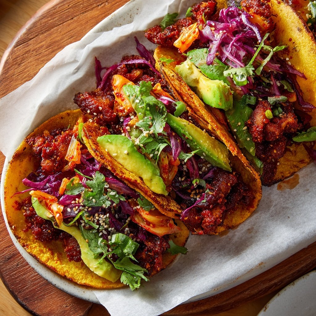 Korean Gochujang Tacos with Crispy Pork